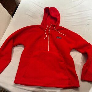 L.L. Bean Half Zip Katahdin Orange Fleece Hoodie Size Medium